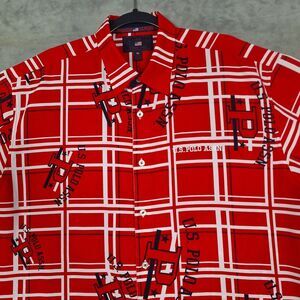 U.S. Polo Assn. Short Sleeve Button‎ Up Shirt Mens XL vintage Y2K All over print